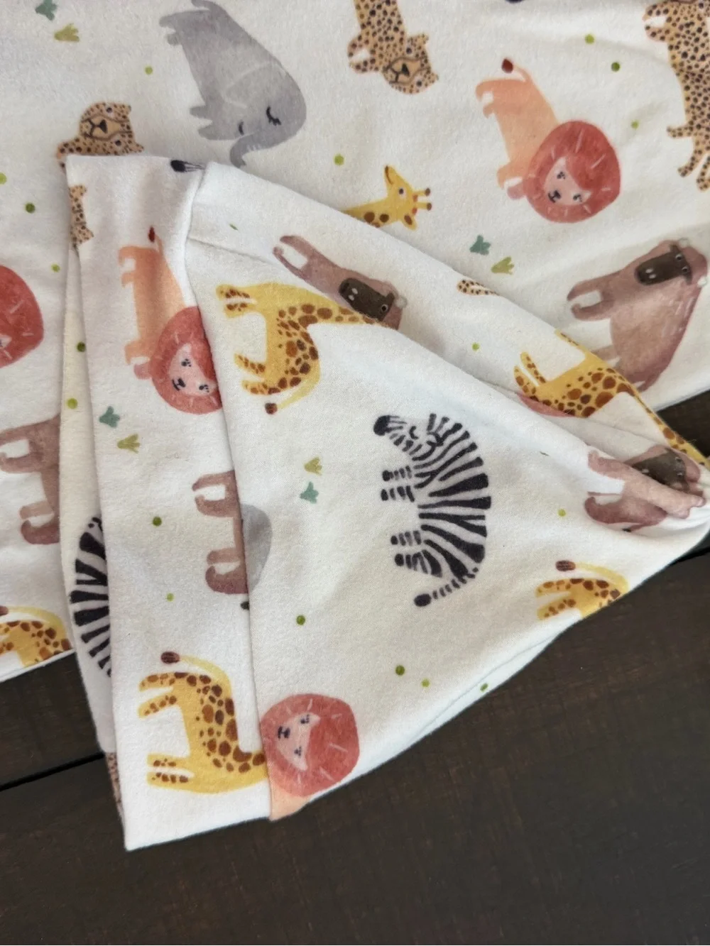 Caden Lane Baby White Animal Print Gown and Hat